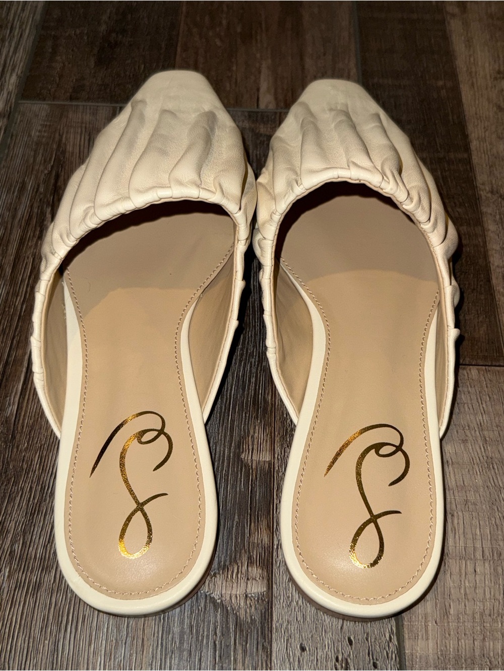 Sam Edelman Cream Ruched Slip-On Mules - Picture 3 of 7